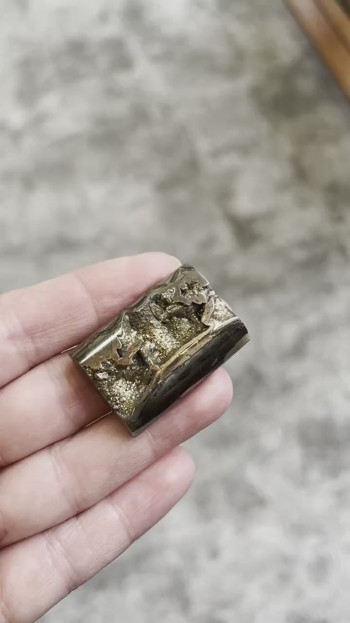 Pyritisierter Ammonit, AM_P049, Cabochongröße, 35x24x8 mm; 15,6 g;