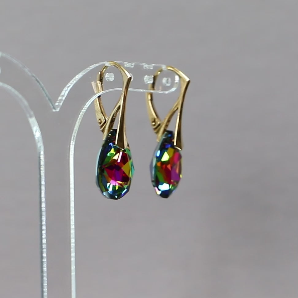 Earrings with Swarovski crystals, gold-plated silver, VM crystal, KATE