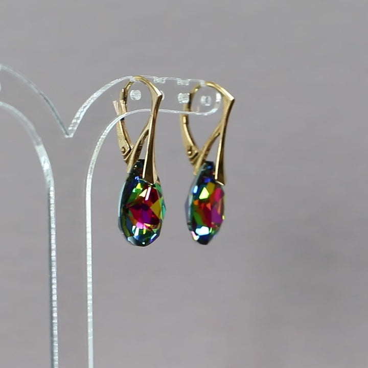 Earrings with Swarovski crystals, gold-plated silver, VM crystal, KATE