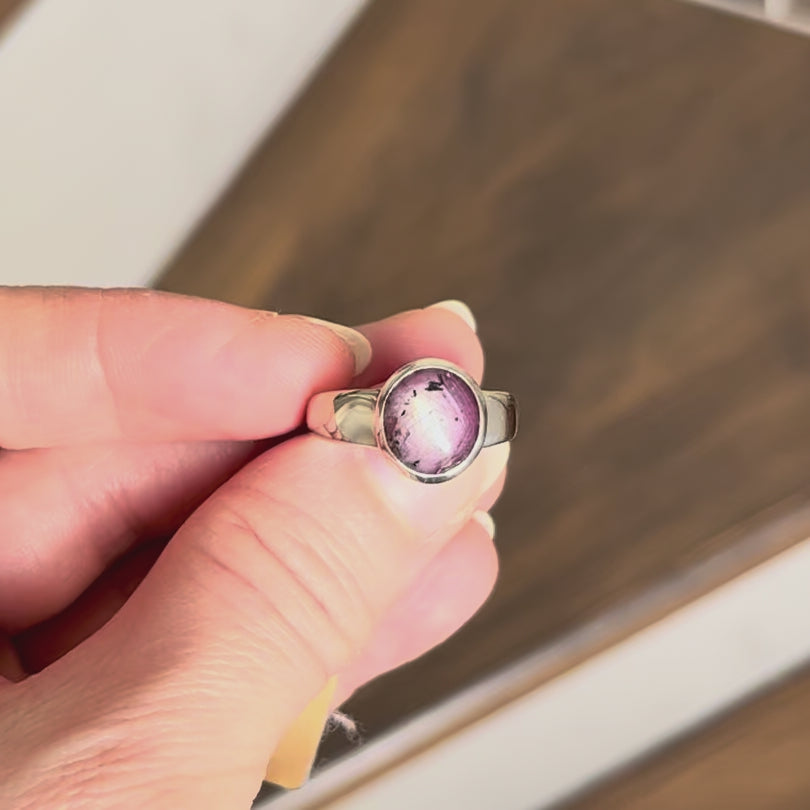 Silver ring with star ruby ​​- size 60 - BS042