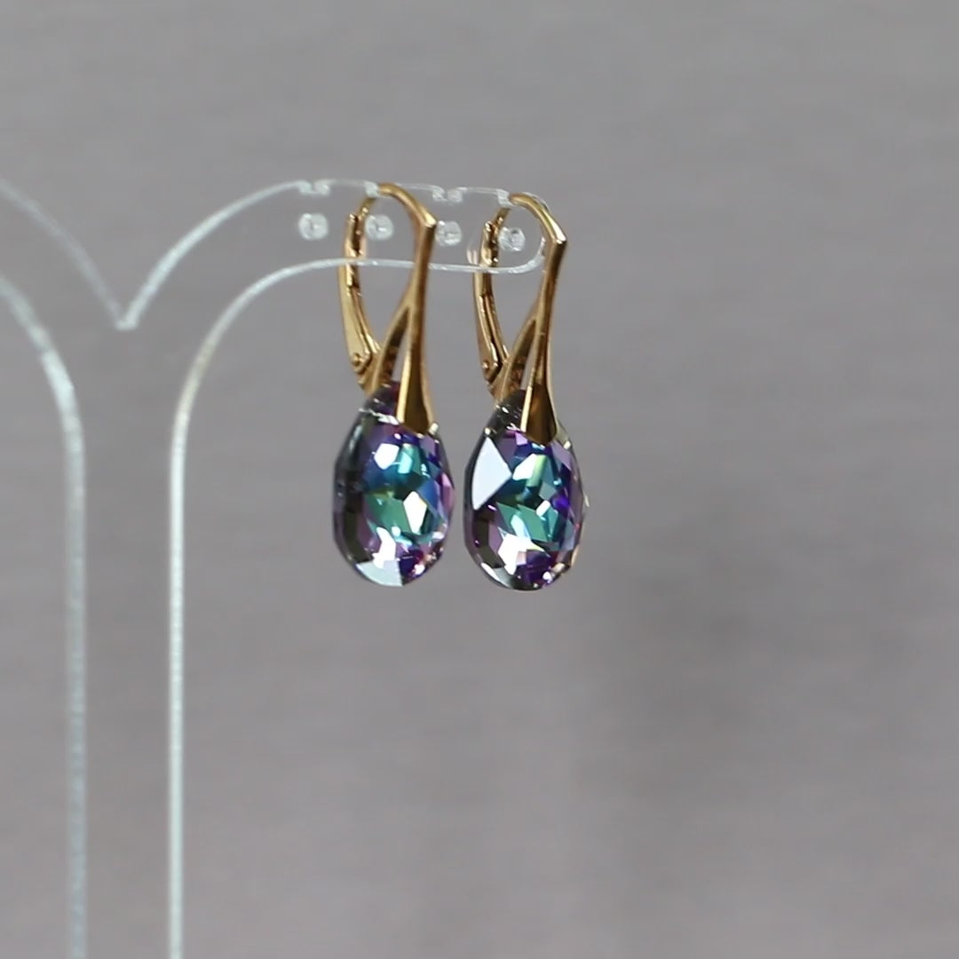 Ohrringe mit Swarovski-Kristallen, Silber vergoldet, VL-Kristall, KATE