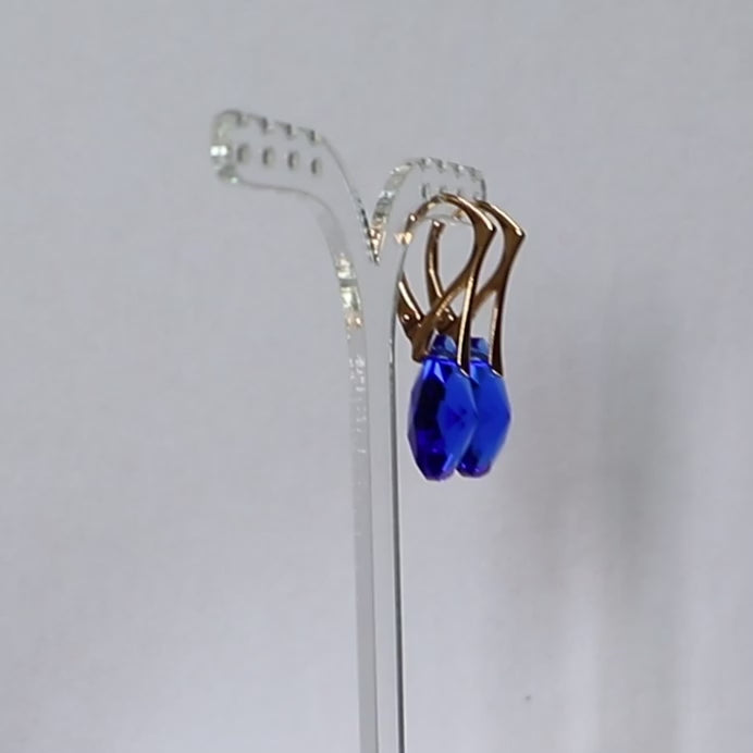 Earrings with Swarovski crystals, gold-plated silver, blue, KATE
