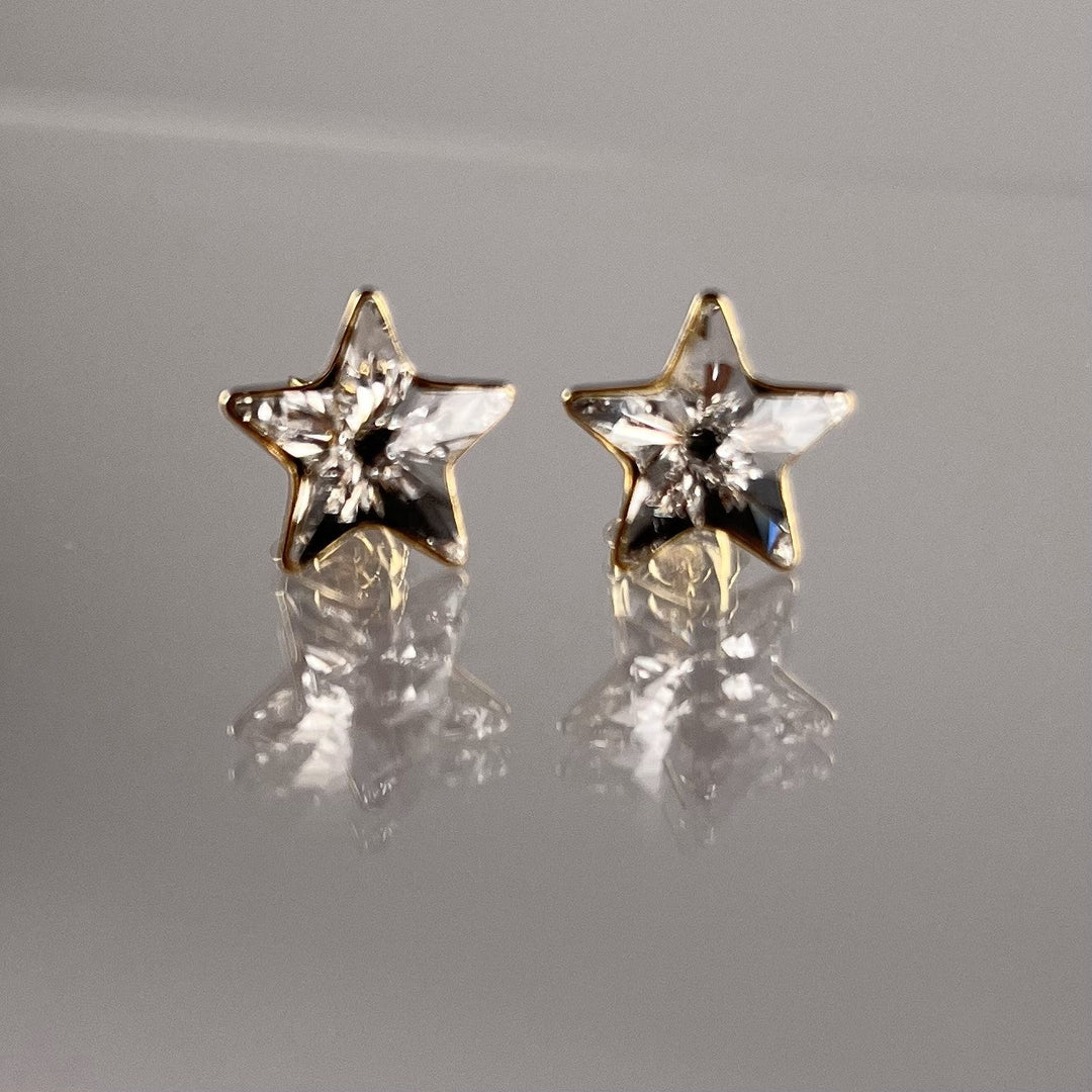 Sautoir avec cristaux Swarovski, argent doré, cristal, STAR